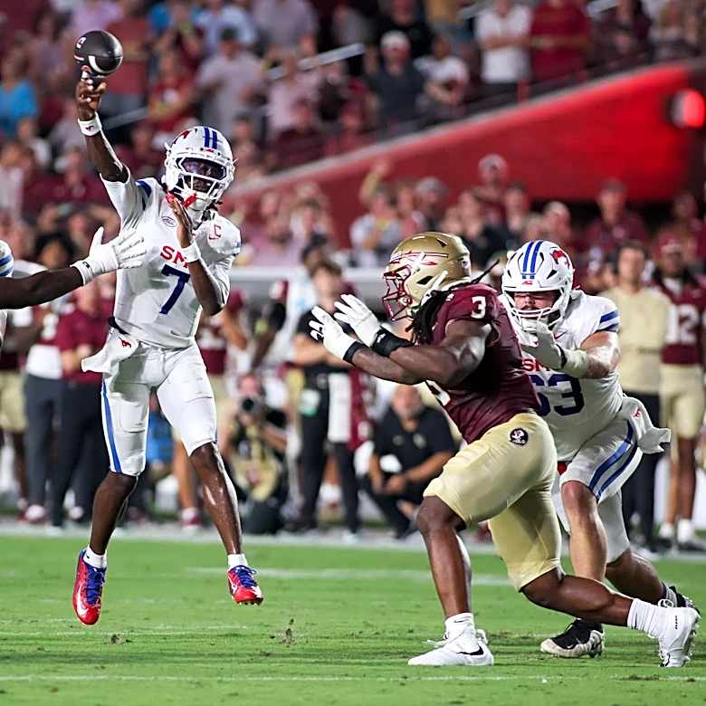 Jennings lights up Florida State with 430 yards; SMU wins delayed game, 27-24