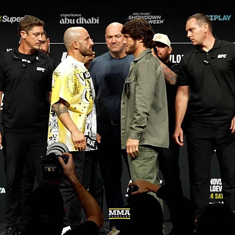 Video: Alexander Volkanovski and Movsar Evloev face off for the first time at UFC 333 press conference