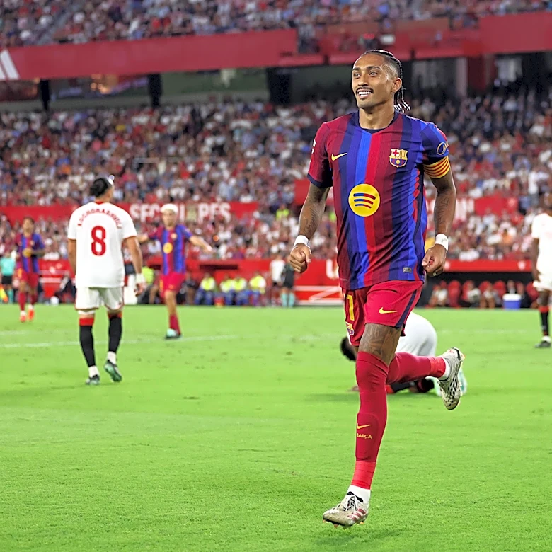 Sevilla 1-3 Barcelona: Raphinha scores another hat-trick as La Liga leaders stay perfect