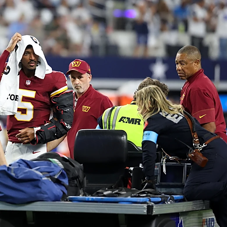 Commanders QB Jayden Daniels out for Seahawks game after gruesome arm injury
