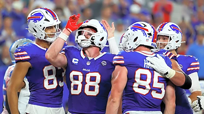 Dawson Knox and Jackson Hawes laying the lumber as blockers for Buffalo Bills