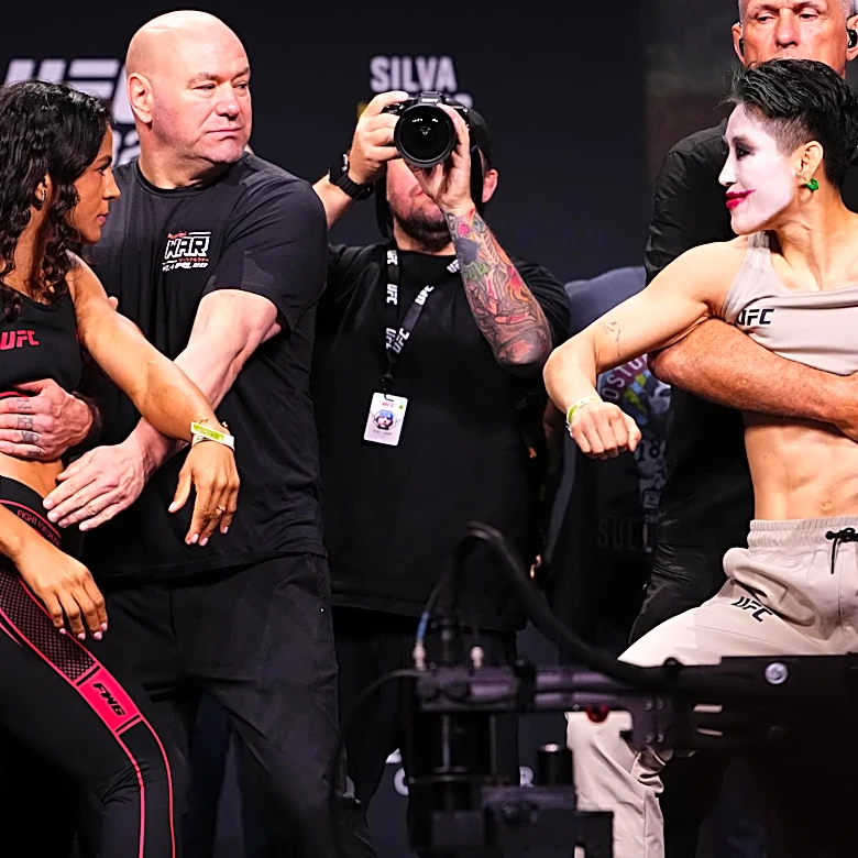 Video: Wang Cong taunts Natalia Silva at final face-off before UFC 332