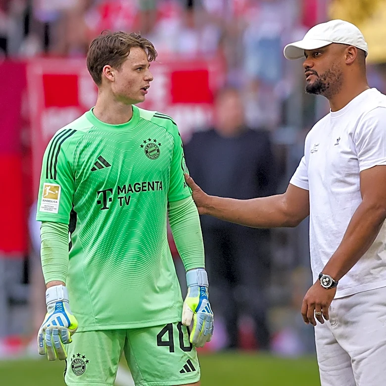 Bayern Munich coach Vincent Kompany talks Jonas Urbig’s debut with Germany