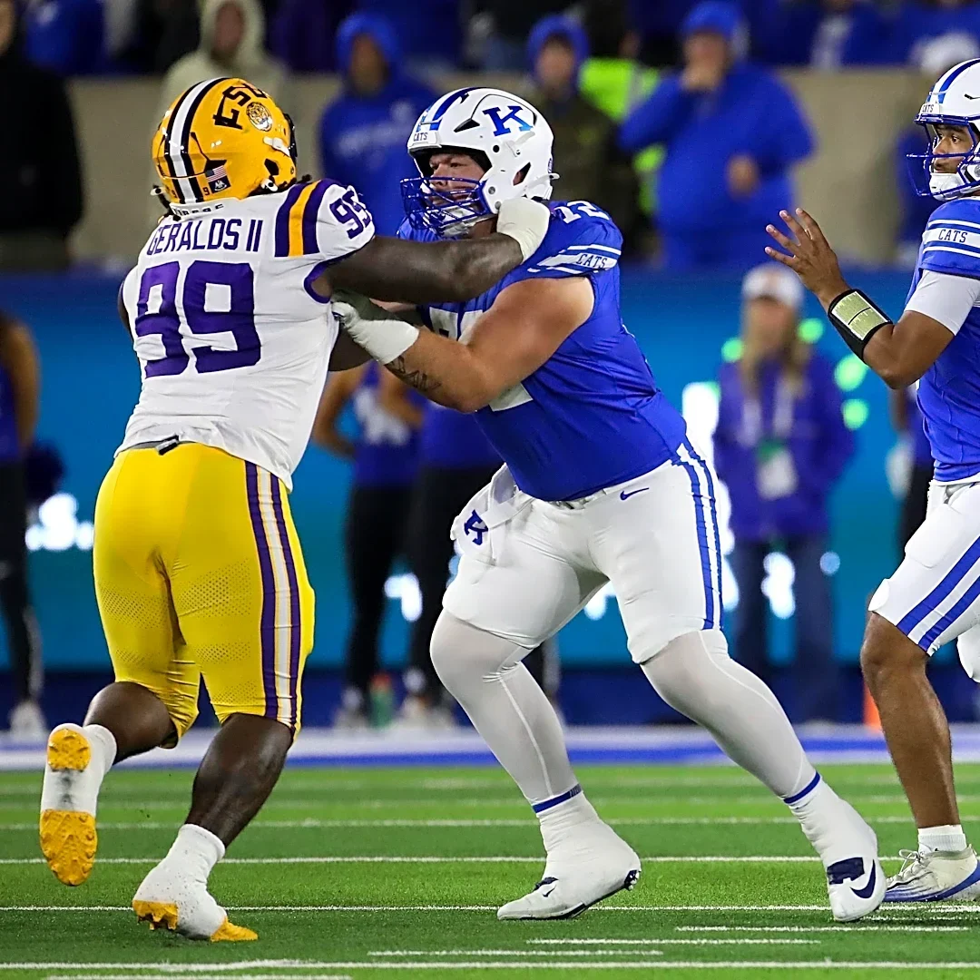 The Big Blue Wall is back, and it’s as big as most NFL offensive lines