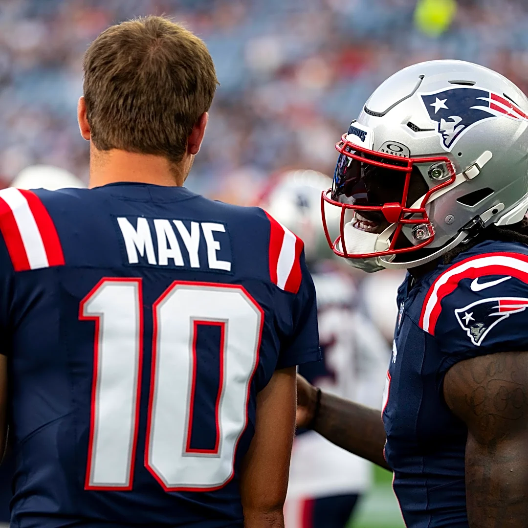 Drake Maye reacts to A.J. Brown return to Patriots offense