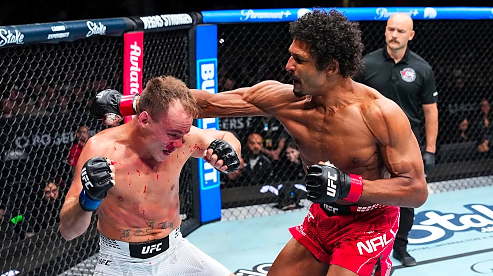 Highlights! Mandel Nallo puts Nate Landwehr through the cheese grater for brutal TKO win | UFC Edmonton