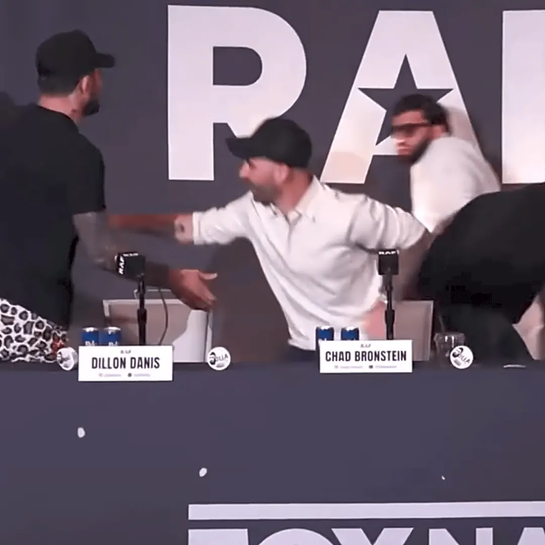 Video: RAF 14 presser erupts with Arman Tsarukyan vs. Dillon Danis wild brawl