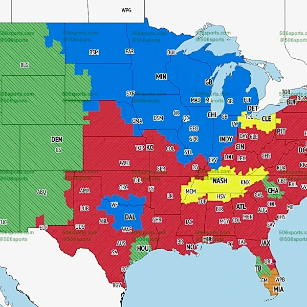 Cardinals vs. Broncos Week 7 TV Map
