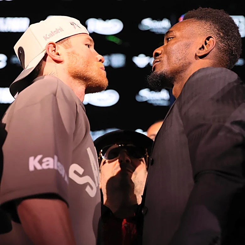 Face Off! Canelo Alvarez, Christian Mbilli staredown video ahead of Halloween title fight in Riyadh