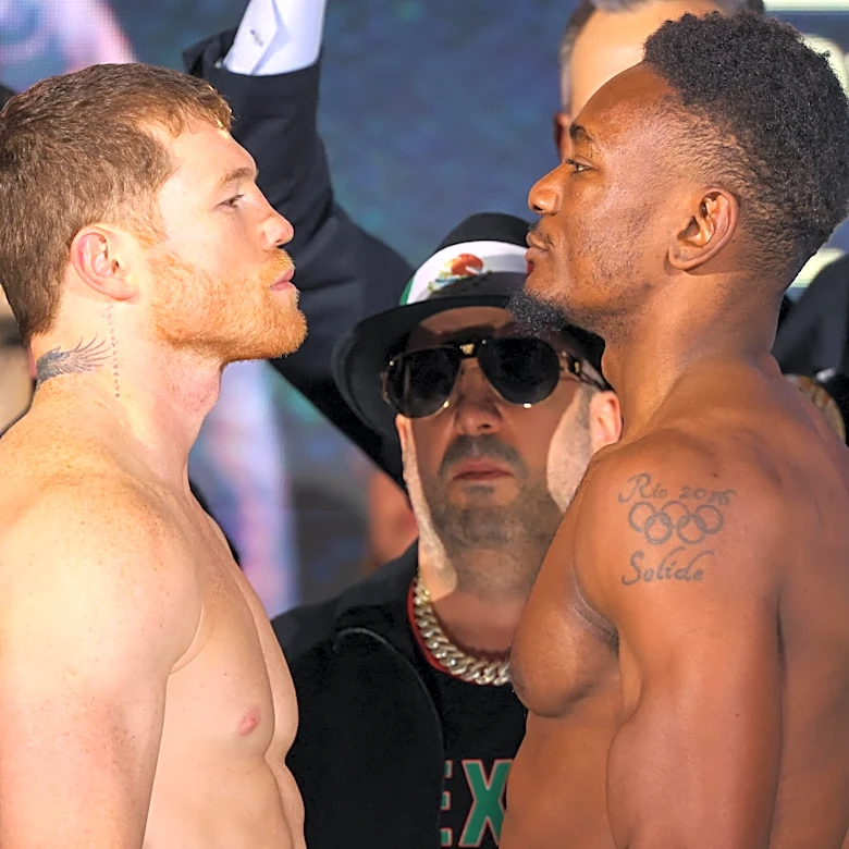 Canelo Alvarez vs. Christian Mbilli staredown video, weigh ins results from Riyadh | Mexico vs. The World