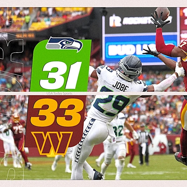 Seahawks win streak snapped, lose 33-31 to Commanders in Week 3