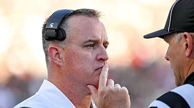Pat Fitzgerald speaks to the media following MSU's loss to Nebraska