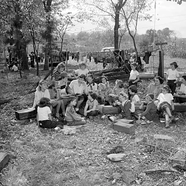 From the Darkroom shows Brownies at Camp Burgisota on 1950 play day