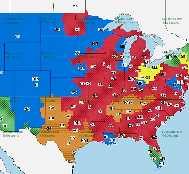 TV broadcast maps and announcers for Week 5 of the 2026 season