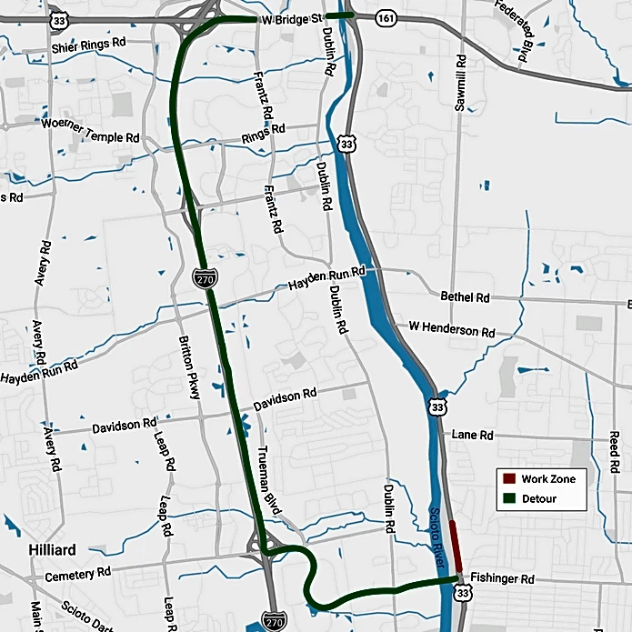 Riverside Drive from Upper Arlington to Dublin to close for 45 days