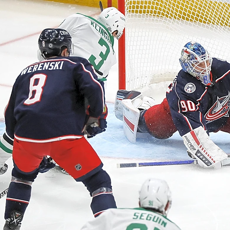 Elvis Merzlikins' surgery has Columbus Blue Jackets gauging net depth