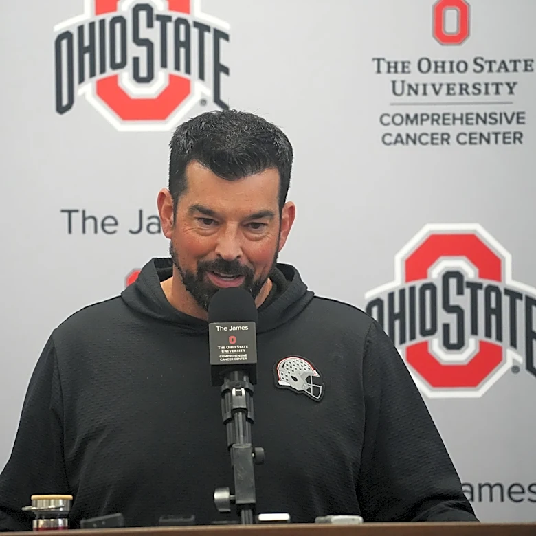 Ohio State coach Ryan Day speaks to media before Ball State. Watch here