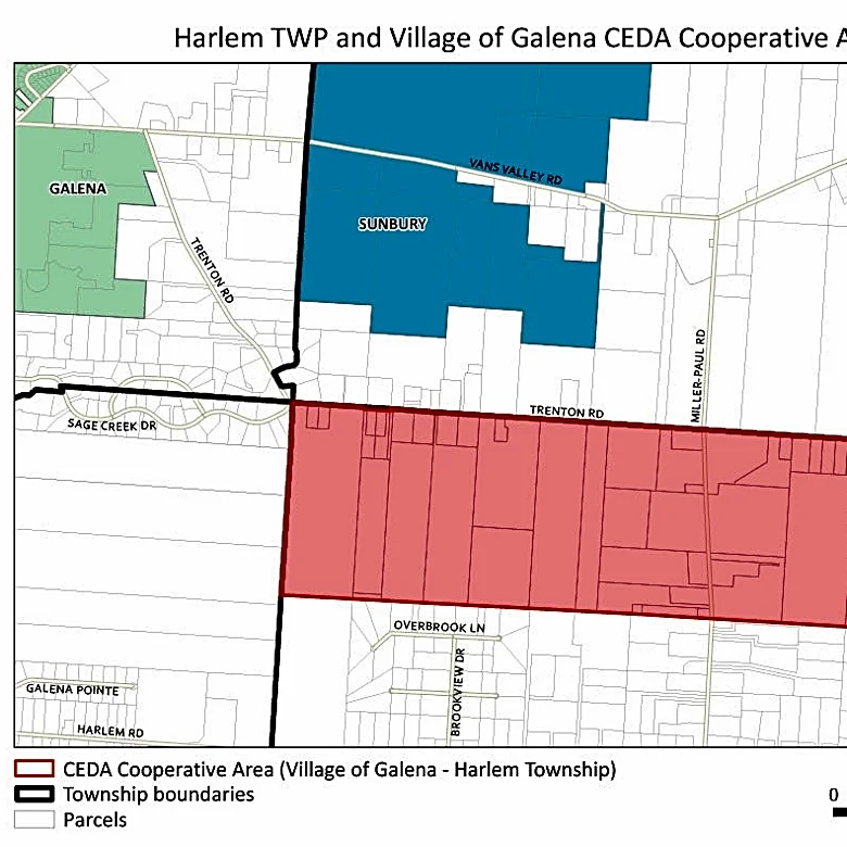 Harlem Twp., Galena OK 1,000-acre cooperative area to control growth, up revenue