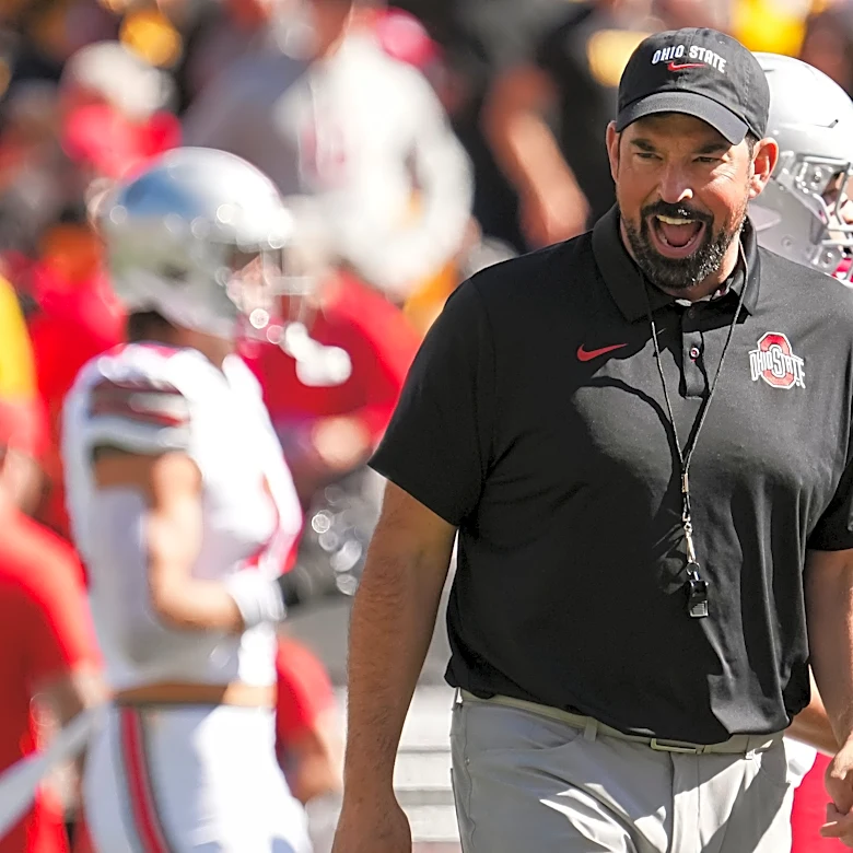 Ohio State coach Ryan Day speaks to media before Maryland. Watch here