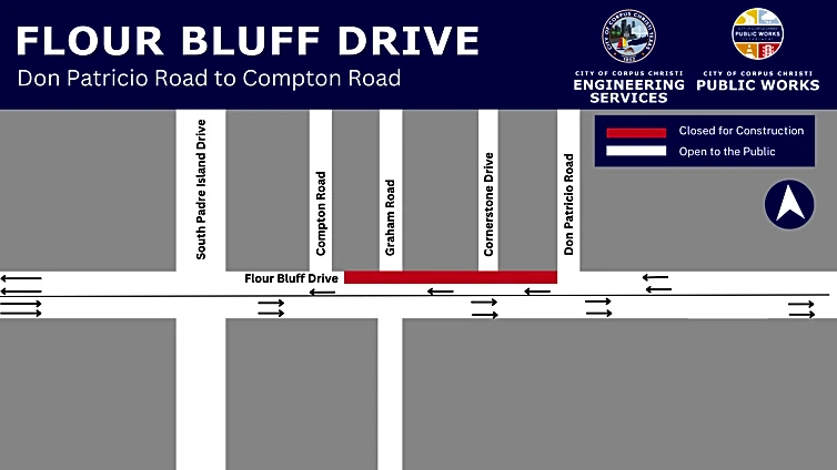 Part of Flour Bluff Drive to be temporarily closed for construction