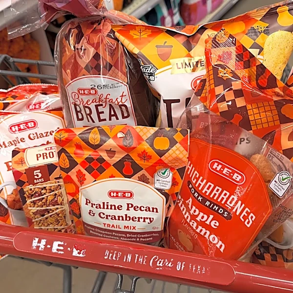 Check out these fall-themed snacks and other products at H-E-B