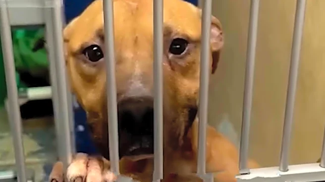 Former Bait Dog Who Just Wants Love Smiles At Everyone Who Passes His Kennel