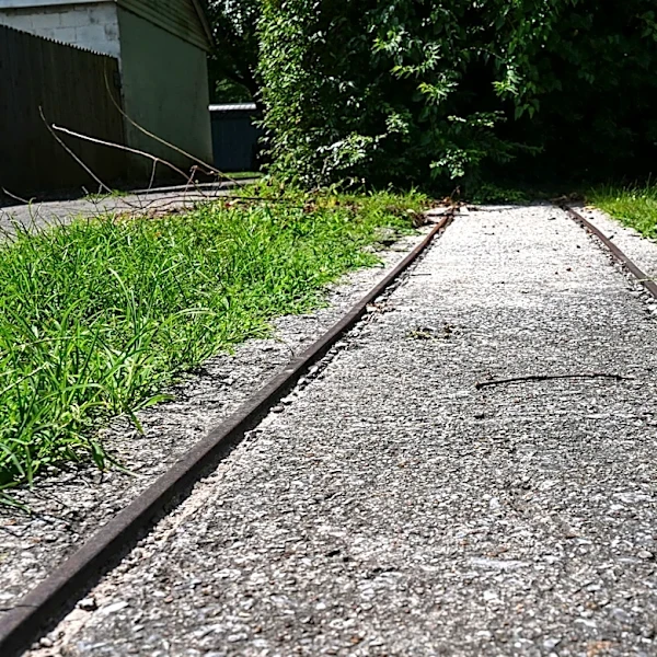 Small, unused tracks in Oakwood-Lincoln Park left by trolley enthusiast