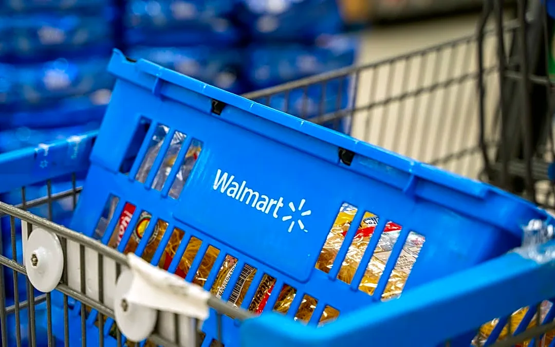 Walmart's rolling farmhouse kitchen island cart adds extra storage space for $140