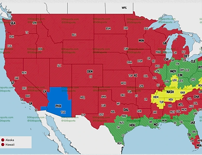 NFL Week 4 television maps: Tennessee Titans vs. Baltimore Ravens