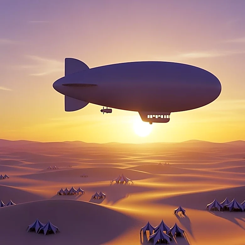 Goodyear Blimp Offers Unique Views Over Coachella Festival