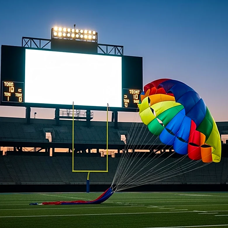 Parachuter Collides with Virginia Tech Scoreboard, Delaying Football Game