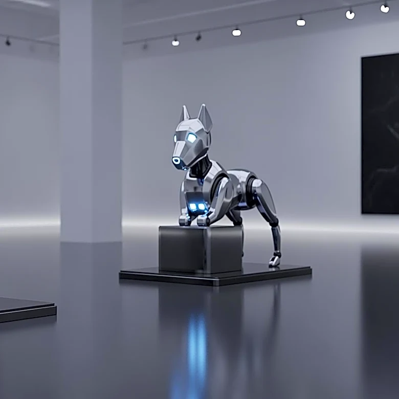 Beeple's Robot Dogs with Musk and Zuckerberg Heads Highlight AI Influence at Berlin Exhibit