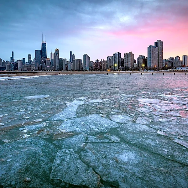 Captivating Sunrise Over Lake Michigan and Adler Planetarium