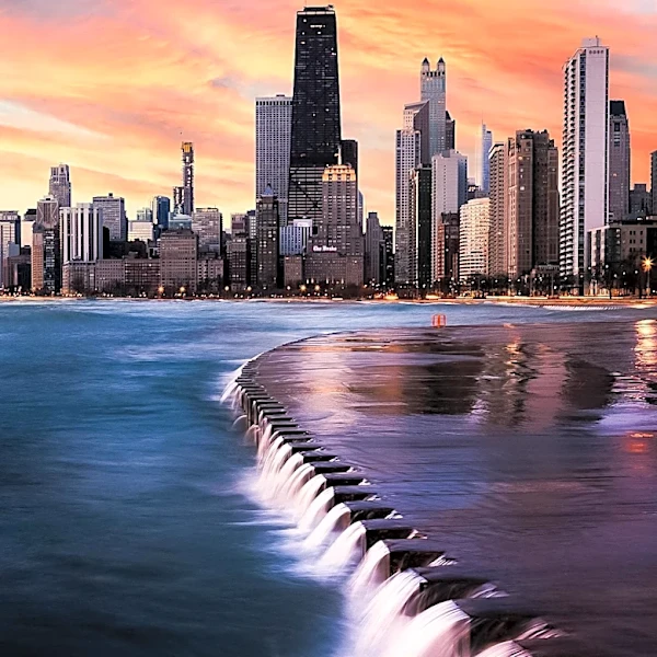 Sunrise Over Lake Michigan Captured Near Adler Planetarium