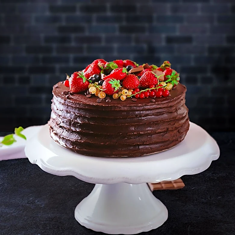 Vegan Chocolate Cake with Fresh Berry Jam Featured as Bake of the Month