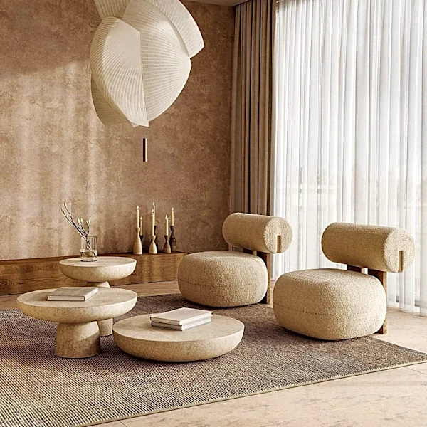 Justin and Hailey Bieber's Living Room Showcases Sculptural Furniture for Warm Minimalism