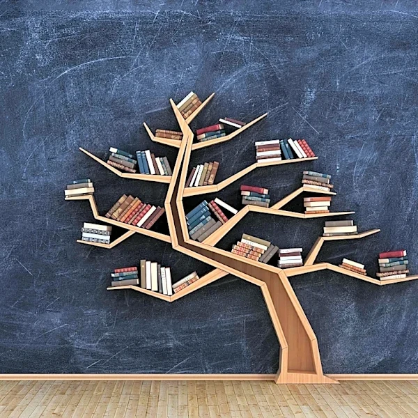 Wooden Tree Bookshelves Enhance Home Interiors with Warmth and Functionality