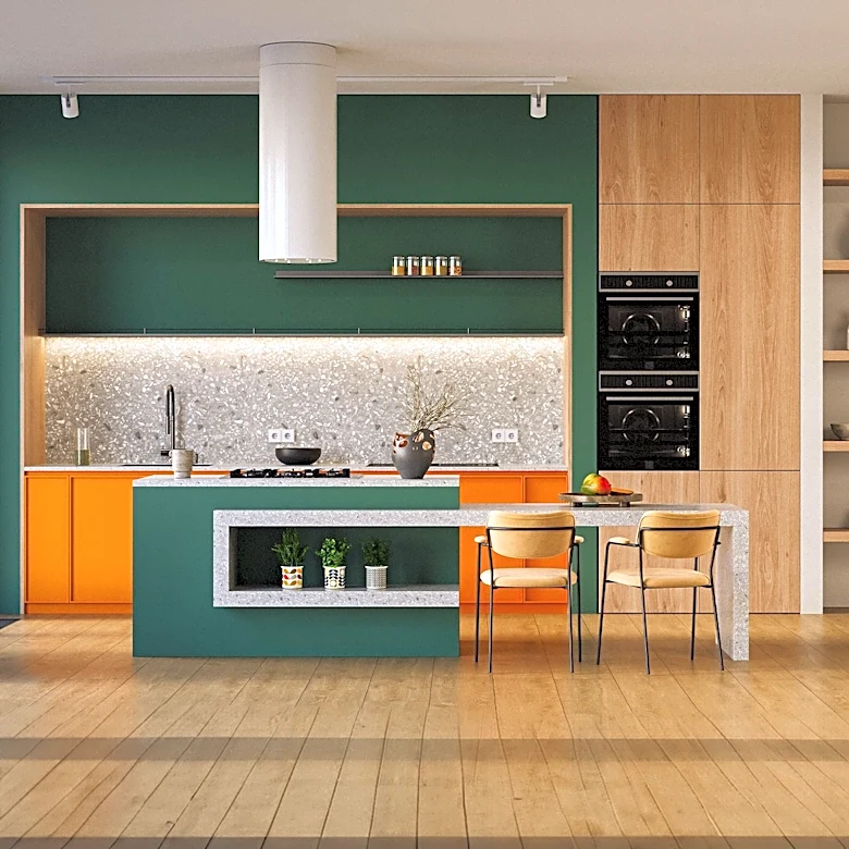 Modernize Your Kitchen: Transform Orange Oak Cabinets with Chic Pewter Green Paint