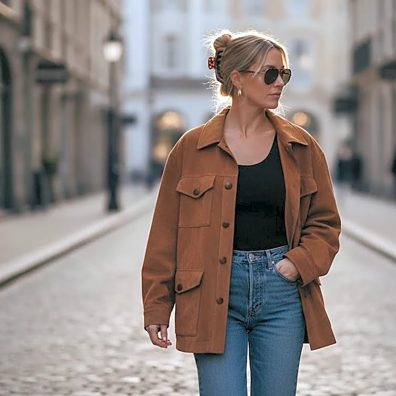 Ana Paula Siebert Showcases Western Chic Style with Suede Jacket and Jeans for Workday