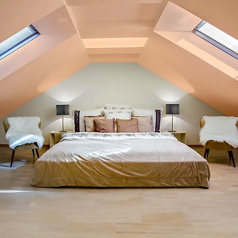 1908 Attic Renovation Preserves Original Architectural Features with Plaid Wallpaper