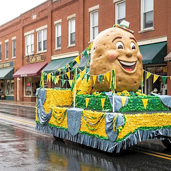 Rain Drenches Grand Forks Potato Bowl Parade, Participants Persevere