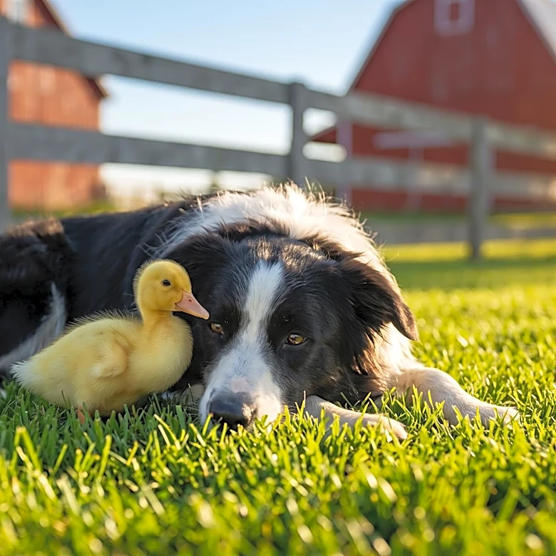 Lonely Duckling Mo Finds Unlikely Best Friend in Collie Dog Oreo