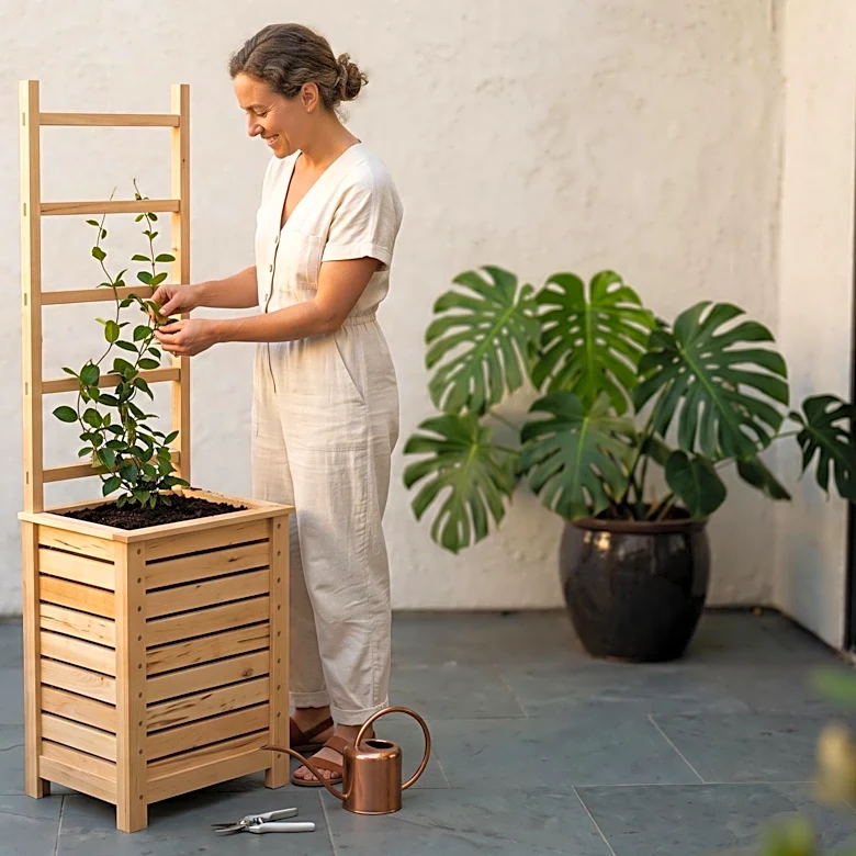 DIY Enthusiast Repurposes IKEA Bed Slats into Garden Planter and Trellis