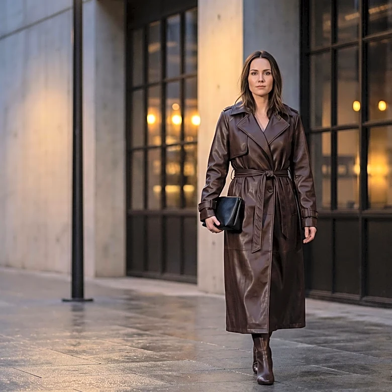 The Frankie Shop Features Tina Faux Leather Trench Coat Amidst Leather Trench Season Trend