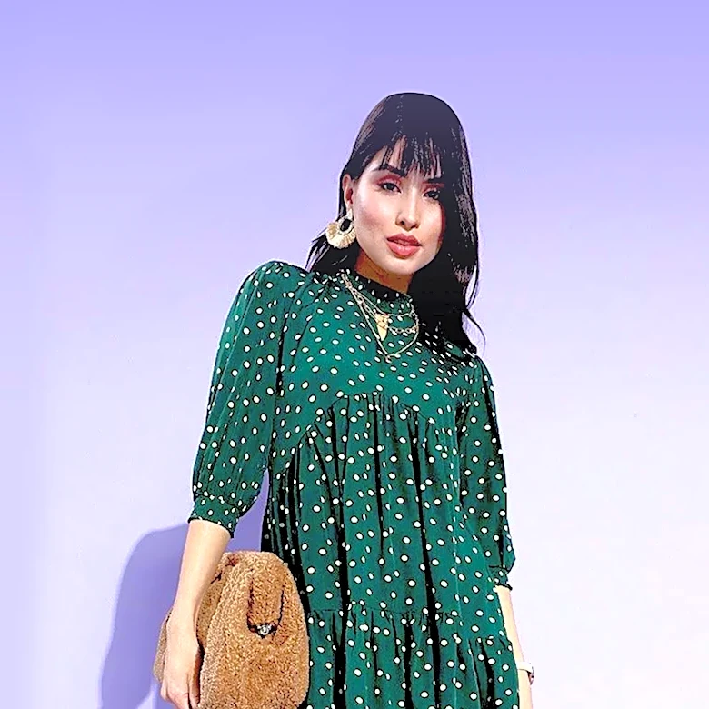 Veronika Slowikowska Showcases Sandy Liang Minidress in 'Crazy Outfit, No Makeup' Look
