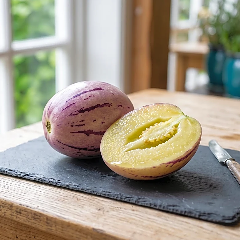 Purple Pepino Melons Marketed as 'Cameron Apple' in Cameron Highlands