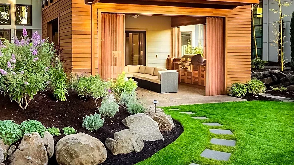 Backyard Landscaping Emphasizes Defined Spaces and Functional Design