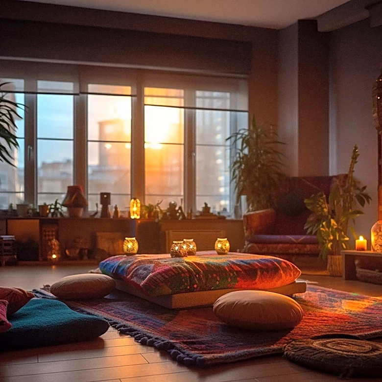 Dark Boho Living Room Designs Emphasize Mood Lighting for Cozier Interiors