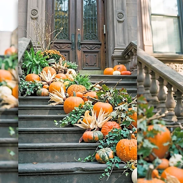 Kristi Hemric Transforms Upper East Side Brownstone Stoop into Seasonal Art Installation, Fostering Community Engagement