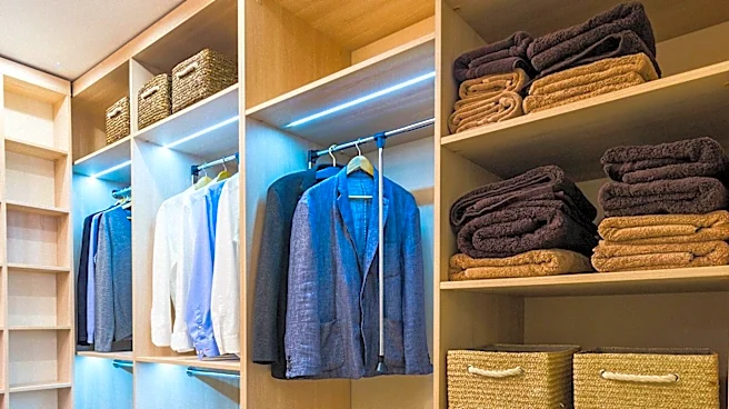 Home Organizer Utilizes Tension Rods for Efficient Paper Towel Storage in Pantries